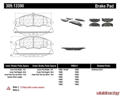 StopTech Performance Brake Pads for Ford Mustang 2015-2023, 309.1339 - 309.13390