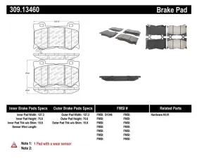 StopTech Brake Pads - Front, Ceramic, Black, Ford Mustang 2015-2023, 309.1346