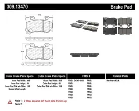 StopTech Brake Pads - Front, Ceramic, Red, Ford Mustang 2015-2023, 309.1347