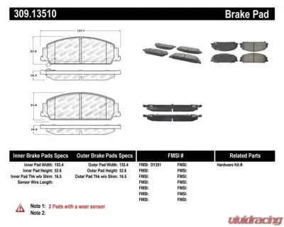 StopTech Brake Rotor, Front, Silver, Ford Mustang 2015-2023, 309.1351 - 309.13510