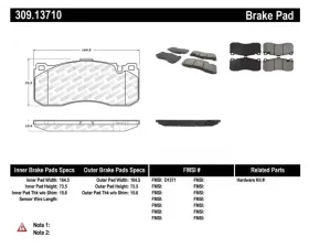 StopTech Brake Pads - Front, Ceramic, Black, Ford Mustang 2015-2023, 309.1371