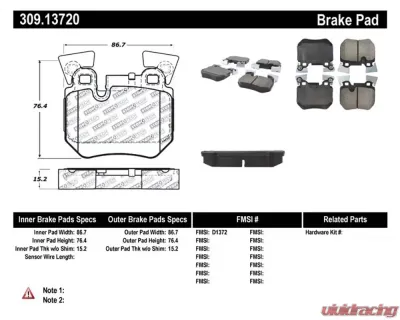 StopTech Performance Brake Pads for Honda Civic 2006-2011, Red, 309.1372 - 309.13720