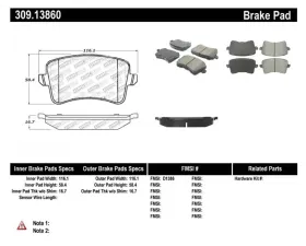 StopTech Brake Pads - Front, Ceramic, Red, Ford Mustang 2015-2023, 309.1386