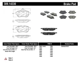 StopTech Brake Pads - Front, Ceramic, Red, for Honda Civic 2006-2011, 309.1433