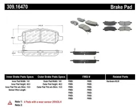 StopTech Brake Pads - Front, Ceramic, Red, Ford Mustang 2015-2023, 309.1647