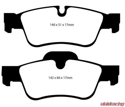EBC Brakes Yellowstuff Our Flagship range Rear Disc Brake Pad Set FMSI D1122 Mercedes-Benz Rear - DP41593R