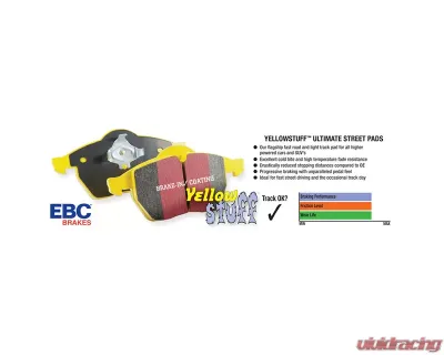 EBC Brakes Yellowstuff Our Flagship range Rear Disc Brake Pad Set FMSI D709 Saab Rear - DP4675R