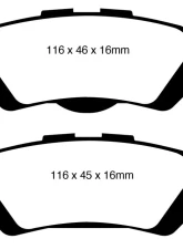 EBC Brakes Ultimax OEM Plus Rear Disc Brake Pad Set FMSI D1402 Toyota Venza Rear 2009-2015                                     - UD1402 - Image 3