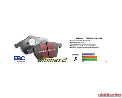 EBC Brakes Ultimax OEM Plus Rear Disc Brake Pad Set FMSI D1729 Mazda Mazda 3 Rear 2014-2017 - UD1729