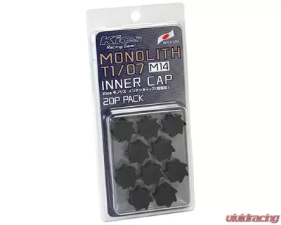 Project Kics Monolith T1/07 Black M14 Lug Nut Cap Set 20 Pieces - CMF4K