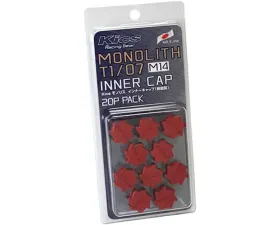 Project Kics Monolith T1/07 Red M14 Lug Nut Cap Set 20 Pieces