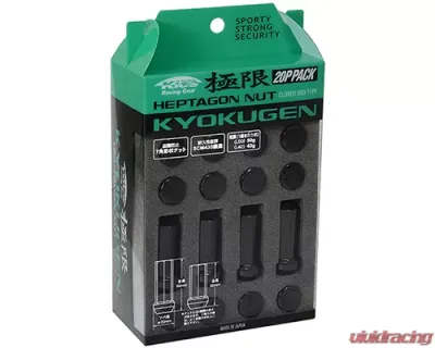 Project Kics Black KyoKugen Lug Nut Set 50mm 12x1.50 20 Pack