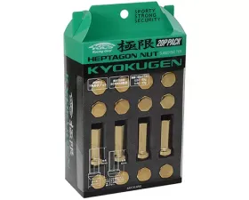 Project Kics Kyokugen Gold 42mm M12X1.25 Heptagon Nut 20 Pieces
