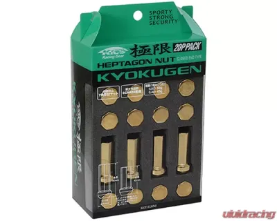 Project Kics Kyokugen Gold 50mm M12X1.25 Heptagon Nut 20 Pieces - HPF3A5