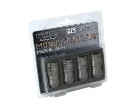 Project Kics Monolith T1/06 Glorious Black 12x1.25 Lug Nut Set 4 Pieces