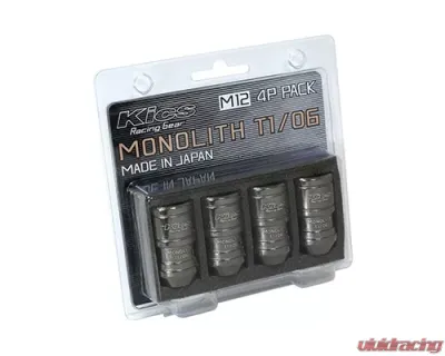 Project Kics Monolith T1/06 Glorious Black 12x1.50 Lug Nut Set 4 Pieces - MN01GK-4P