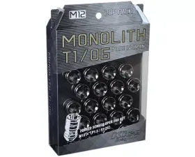 Project Kics Monolith T1/06 Glorious Black 12x1.25 Lug Nut Set 20 Pieces