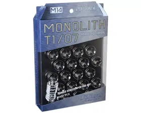 Project Kics Monolith T1/07 Glorious Black 14x1.50 Lug Nut Set 20 Pieces