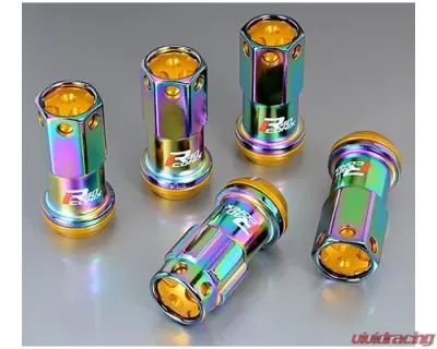 Project Kics R40 Iconix Neo Chrome 14x1.50 Lock & Lug Nuts with Black Caps - RIA-14NK