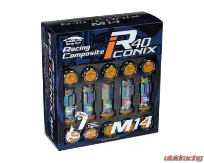 Project Kics R40 Iconix Neo Chrome 14x1.50 Lock & Lug Nuts with Black Caps - RIA-14NK