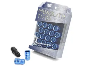 Project Kics Monolith T1/07 Blue 14x1.50 Lug Nut Set