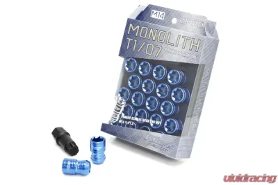 Project Kics Monolith T1/07 Blue 14x1.50 Lug Nut Set - MN04U