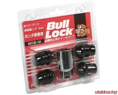 Project Kics Bull Locks Black 19HEX M12x1.5 Lock - 601B-19