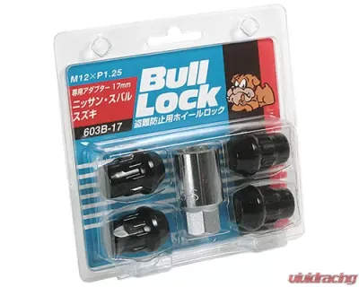 Project Kics Bull Locks Black M12x1.25 Closed End Type Wheel Locks - 603B-17