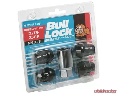 Project Kics Bull Locks Black 19HEX M12x1.25 Close End Type Lock - 603B-19