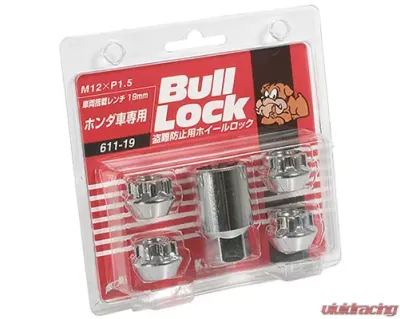 Project Kics Bull Locks Chrome 19HEX M12x1.5 Open End Type Lock - 611-19