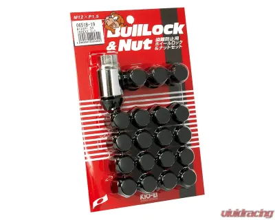 Project Kics Black 19HEX M12x1.50 Bull Lock & Lug Nut Set - 0651B-19