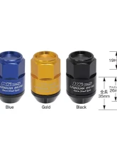 Project Kics Leggdura Racing Blue 35mm M12 x P1.5  (CL35) Shell Type Lock & Nut Set                                     - CL35-11U - Image 2