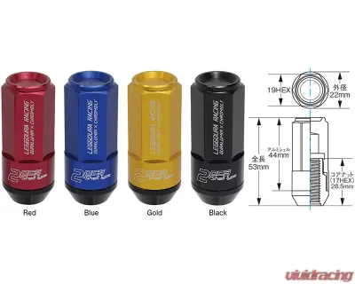 Project Kics Leggdura Racing Black 53mm M12 x P1.25  (CL53) Shell Type Lock & Nut Set - CL53-13K