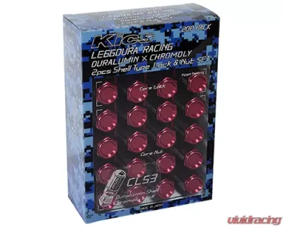Project Kics Leggdura Racing Red 53mm M12 x P1.25  (CL53) Shell Type Lock & Nut Set - CL53-13R
