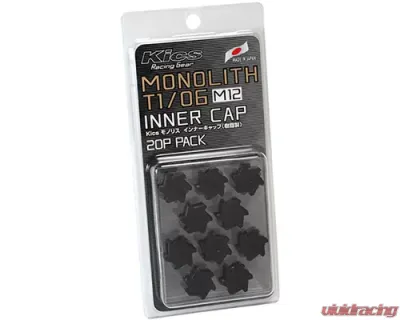 Project Kics Monolith T1/06 Black M12 Lug Nut Cap Set 20 Pieces - CMF1K