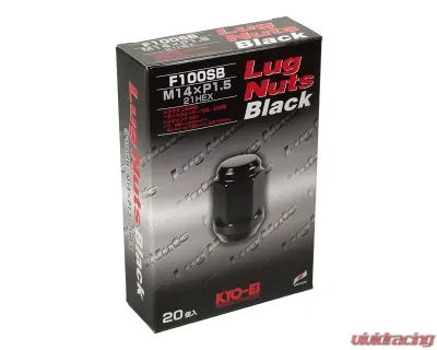 Project Kics KYO-EI Black 21HEX M14x1.5 Lug Nut Set 20 Pieces - F100SB-20P