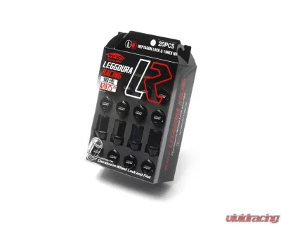 Project Kics Leggdura Racing Black M12x1.50 Lug Nuts (Laser Logo) - KIZ1K