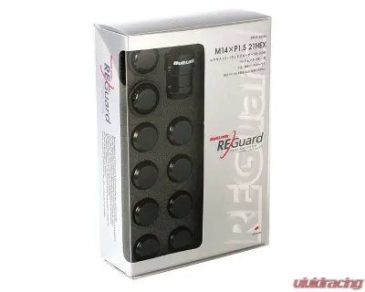 Project Kics Bull Lock Reguard Black 14x1.50 21/22Hex Lock & Nut Set - RE060B