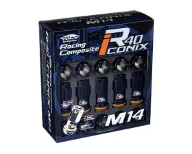 Project Kics R40 Iconix Black M14x1.25 Lock & Lug Nuts Set