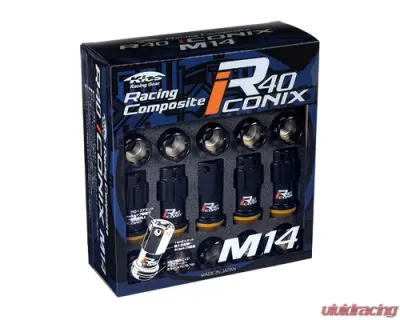 Project Kics R40 Iconix Black M14x1.25 Lock & Lug Nuts Set - RI-15KA