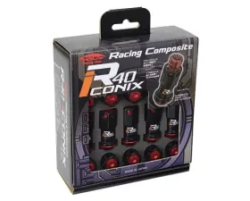 Project Kics R40 Iconix Black M12x P1.5 Lug Nut Set w/ Aluminum Black Cap 20 Pieces