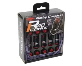 Project Kics R40 Iconix Black M12x1.25 Lock & Lug Nut Set w/ Aluminum Black Cap