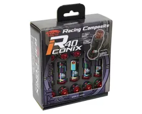 Project Kics R40 Iconix Neochro M12x1.25 Lock & Lug Nuts Set With Aluminum Black Cap