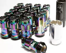 Project Kics R40 Iconix 14x1.25 Lug Set Neochrome with Red Caps