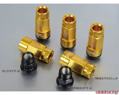 Project Kics Leggdura Racing Gold 53mm M12 x P1.25  (RL53) Shell Type Lock & Nut Set - RL53-13A