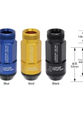 Project Kics Leggdura Racing Black 53mm M12 x P1.25  (RL53) Shell Type Lock & Nut Set                                     - RL53-13K - Image 2