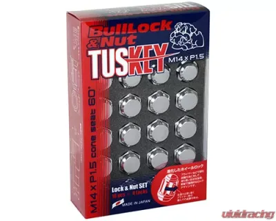 Project Kics Bull Lock Tuskey Chrome M14x1.5 Lock & Nut Set 20 Pieces - T0600