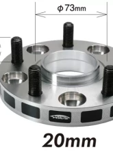 Project Kics Wide Tread Spacer Hub Unit System 20mm M12x1.50 64mm Bore 5x114.3                                     - 5120W1-64 - Image 3