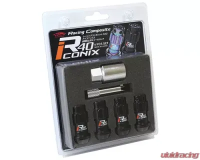 Project Kics R40 Iconix Black M12x P1.25 Lock Set 4 Pieces - YIF4-3KK