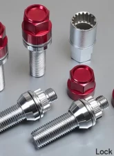 Project Kics Leggdura Racing Red 14x1.5 28mm Shell Type Bolt & Lock Set                                     - LB028R - Image 2